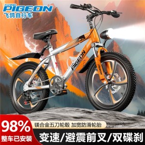 飞鸽儿童自行车中大童男女孩6-10-12-17岁碟刹减震青少年学生越野山地车