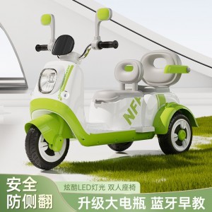 儿童电动摩托车三轮车男女孩宝宝车小孩可坐人充电双人遥控玩具车