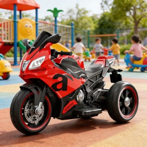 Kids Electric Motorcycle Stabilizer 3 Wheels 12V Dual Motor Bluetooth LED Light Outdoor Toy for Men and Women