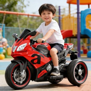 Kids Electric Motorcycle Stabilizer 3 Wheels 12V Dual Motor Bluetooth LED Light Outdoor Toy for Men and Women