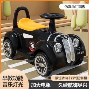 新款儿童电动老爷车新奇发光炫酷智能玩具童车带音乐