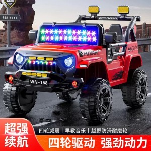 新款儿童电动越野车四轮遥控车可坐男女宝宝带灯光音乐可充电汽车