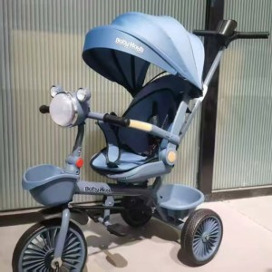 儿童三轮车多种功能折叠婴幼儿可坐可躺音乐手推车自行车