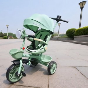 儿童三轮车多种功能折叠婴幼儿可坐可躺音乐手推车自行车