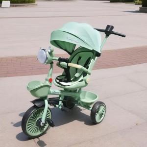 儿童三轮车多种功能折叠婴幼儿可坐可躺音乐手推车自行车