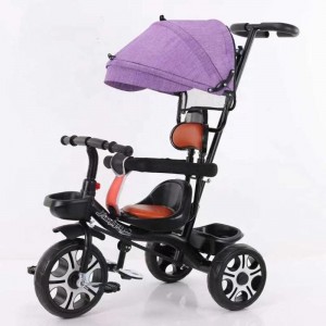 4 合 1 敞篷折叠 3 轮幼儿三轮车塑料婴儿三轮车适合 1-6 岁儿童敞篷幼儿