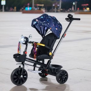 婴儿车 儿童三轮车 宝宝脚踏车 婴儿手推车 可躺可旋转 音乐灯光
