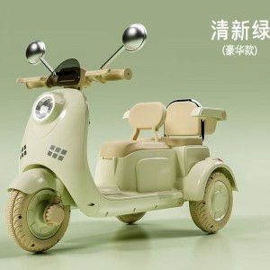 新款儿童电动摩托车三轮车男女孩宝宝电瓶车双人亲子车代步三轮车