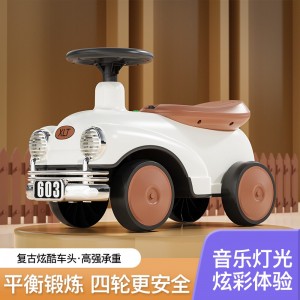 新款孩童复古滑行车防侧翻静音轮滑行玩具到岁儿童安全学步车