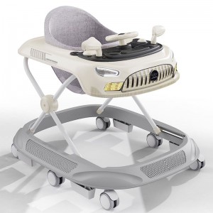 Baby walker with music, multiple functions, anti-O-leg, anti-rollover, foldable, 6-18 month walker