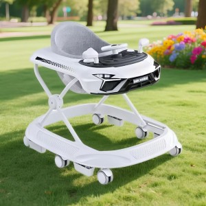 Baby walker with music, multiple functions, anti-O-leg, anti-rollover, foldable, 6-18 month walker
