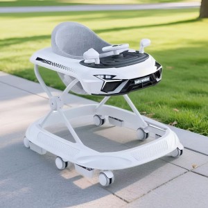 Baby walker with music, multiple functions, anti-O-leg, anti-rollover, foldable, 6-18 month walker