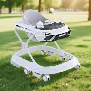 Baby walker with music, multiple functions, anti-O-leg, anti-rollover, foldable, 6-18 month walker