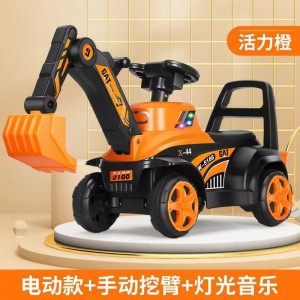 儿童电动挖机可坐人可骑挖土钩机音乐灯光玩具车男孩充电工程车