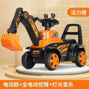 儿童电动挖机可坐人可骑挖土钩机音乐灯光玩具车男孩充电工程车