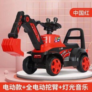 儿童电动挖机可坐人可骑挖土钩机音乐灯光玩具车男孩充电工程车
