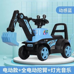 儿童电动挖机可坐人可骑挖土钩机音乐灯光玩具车男孩充电工程车