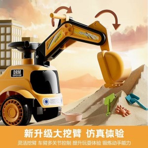 儿童扭扭车挖掘机滑行车带音乐四轮助步车溜溜车宝宝挖土机工程车