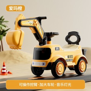 儿童扭扭车挖掘机滑行车带音乐四轮助步车溜溜车宝宝挖土机工程车