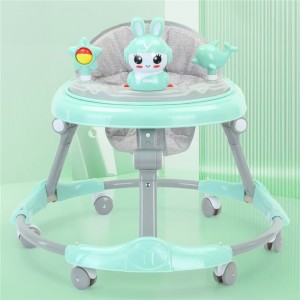 婴儿学步车音乐活动托盘可调节高度6轮高靠背宝宝助步车