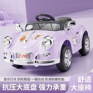 复古儿童电动车四轮遥控可坐人小孩充电汽车宝宝玩具车双驱童车