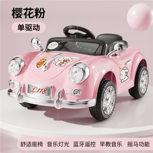 复古儿童电动车四轮遥控可坐人小孩充电汽车宝宝玩具车双驱童车