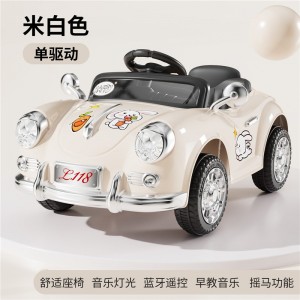 复古儿童电动车四轮遥控可坐人小孩充电汽车宝宝玩具车双驱童车