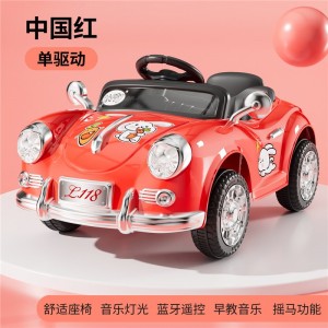 复古儿童电动车四轮遥控可坐人小孩充电汽车宝宝玩具车双驱童车