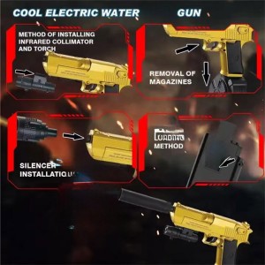 高品质自动手动球弹玩具枪 沙漠之鹰手自一体水弹枪儿童玩具枪 玩具子弹枪