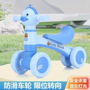 儿童平衡车1-3岁防翻四轮带音乐婴幼儿滑步溜溜宝宝自行车小鸭子